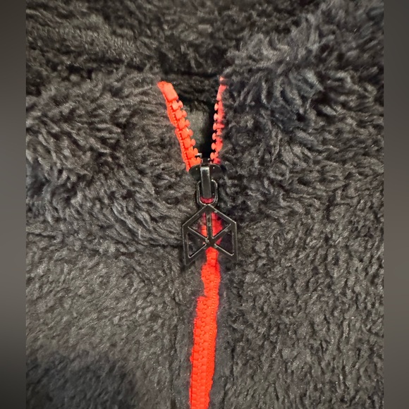 RAWGEAR Fleece Sherpa Zip Jacket Black Red Logo Soft Polar - Size M - Picture 5 of 8